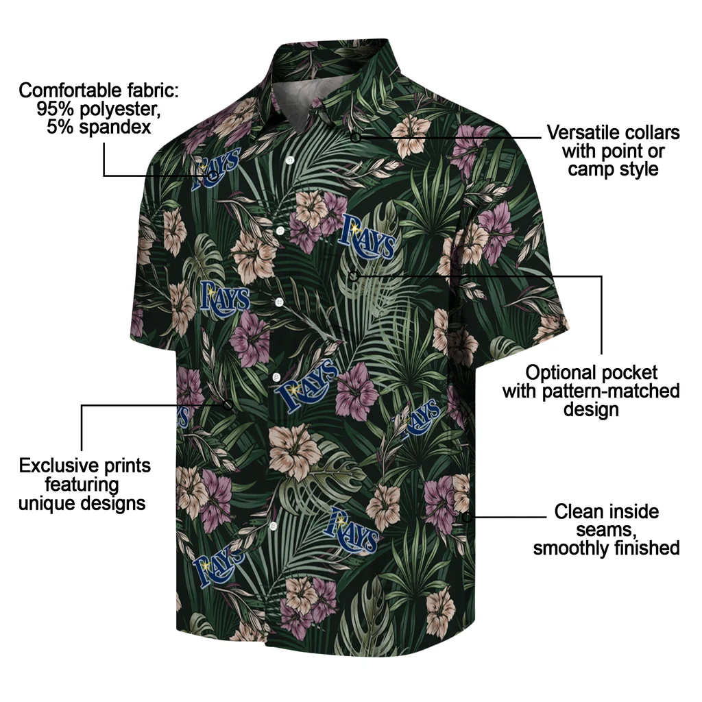 Tampa Bay Rays Hawaiian Shirt - Hibiscus Leaves Pattern tampa bay rays hibiscus leaves pattern green hawaiian shirts new arrival