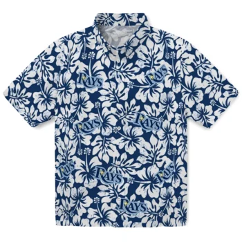 tampa bay rays hibiscus motif navy white hawaiian shirts best selling