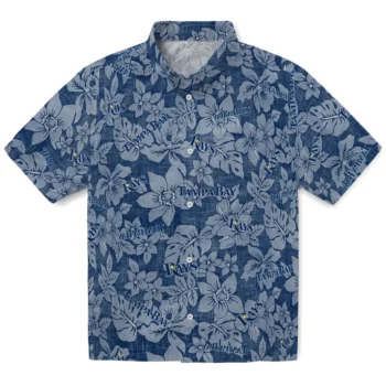 tampa bay rays hibiscus oasis navy hawaiian shirts best selling