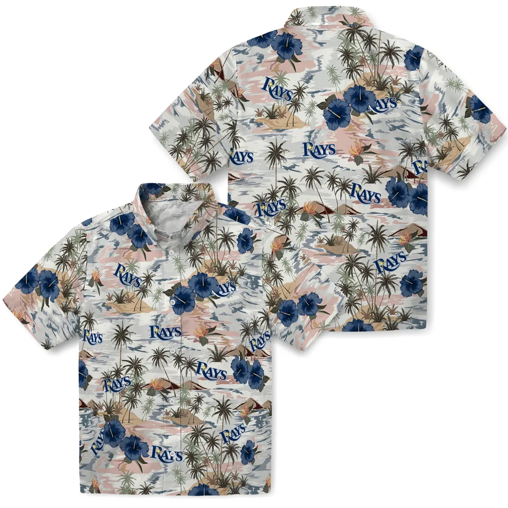 Tampa Bay Rays Hawaiian Shirt - Hibiscus Seaside tampa bay rays hibiscus seaside white hawaiian shirts high quality