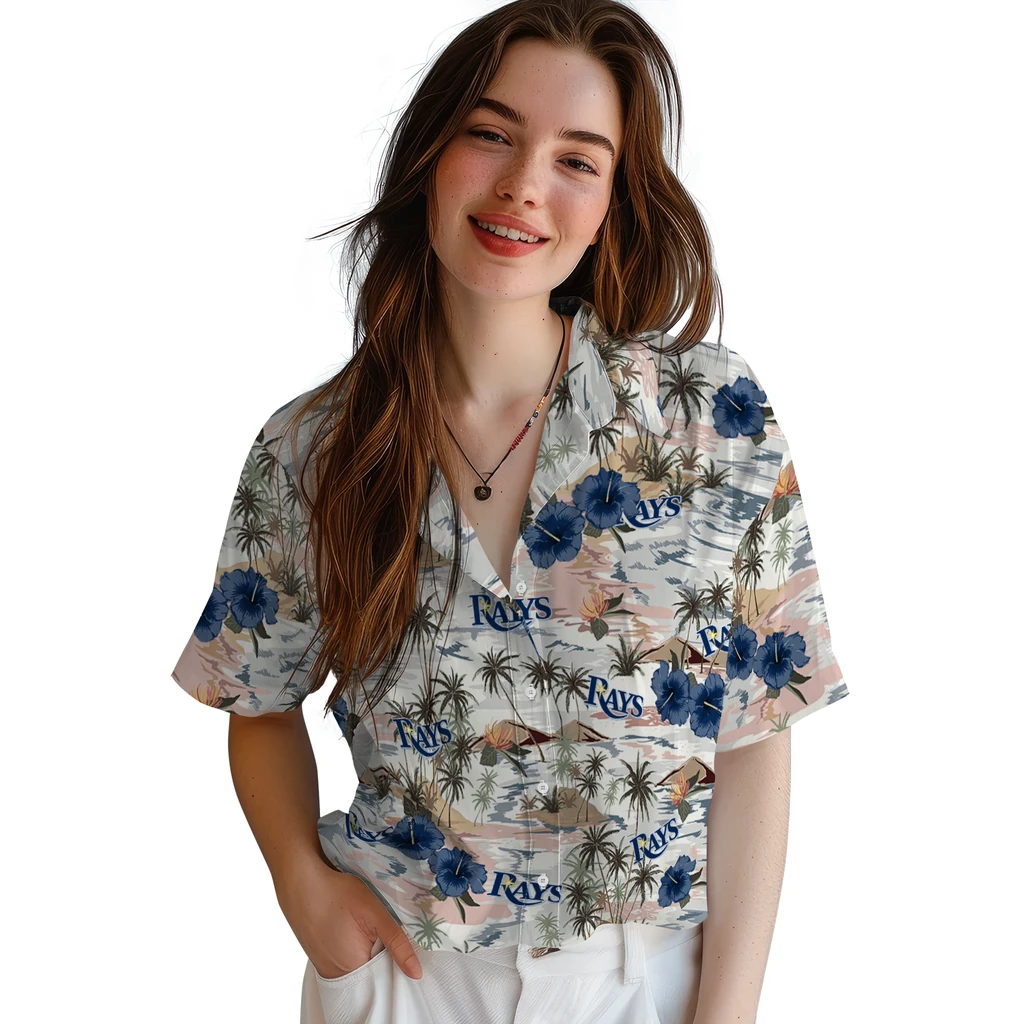 Tampa Bay Rays Hawaiian Shirt - Hibiscus Seaside tampa bay rays hibiscus seaside white hawaiian shirts latest model