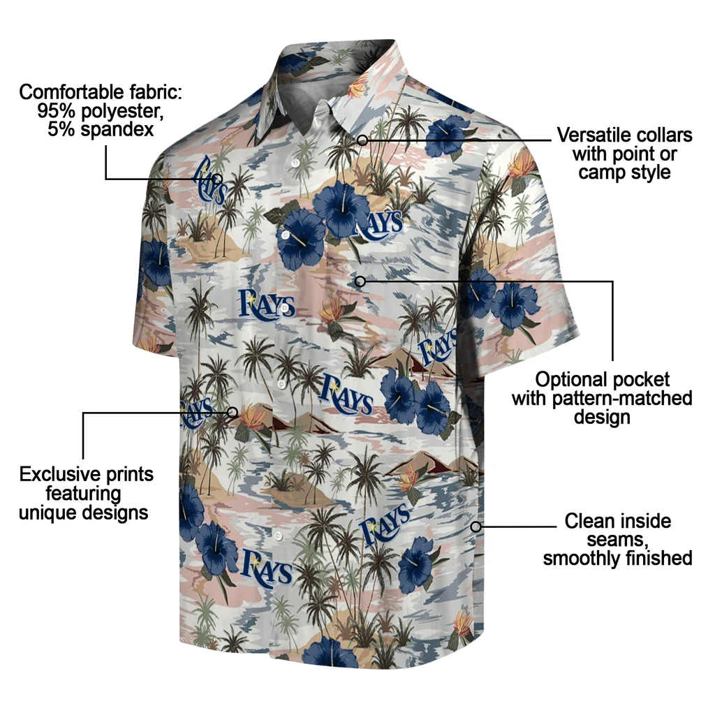 Tampa Bay Rays Hawaiian Shirt - Hibiscus Seaside tampa bay rays hibiscus seaside white hawaiian shirts new arrival