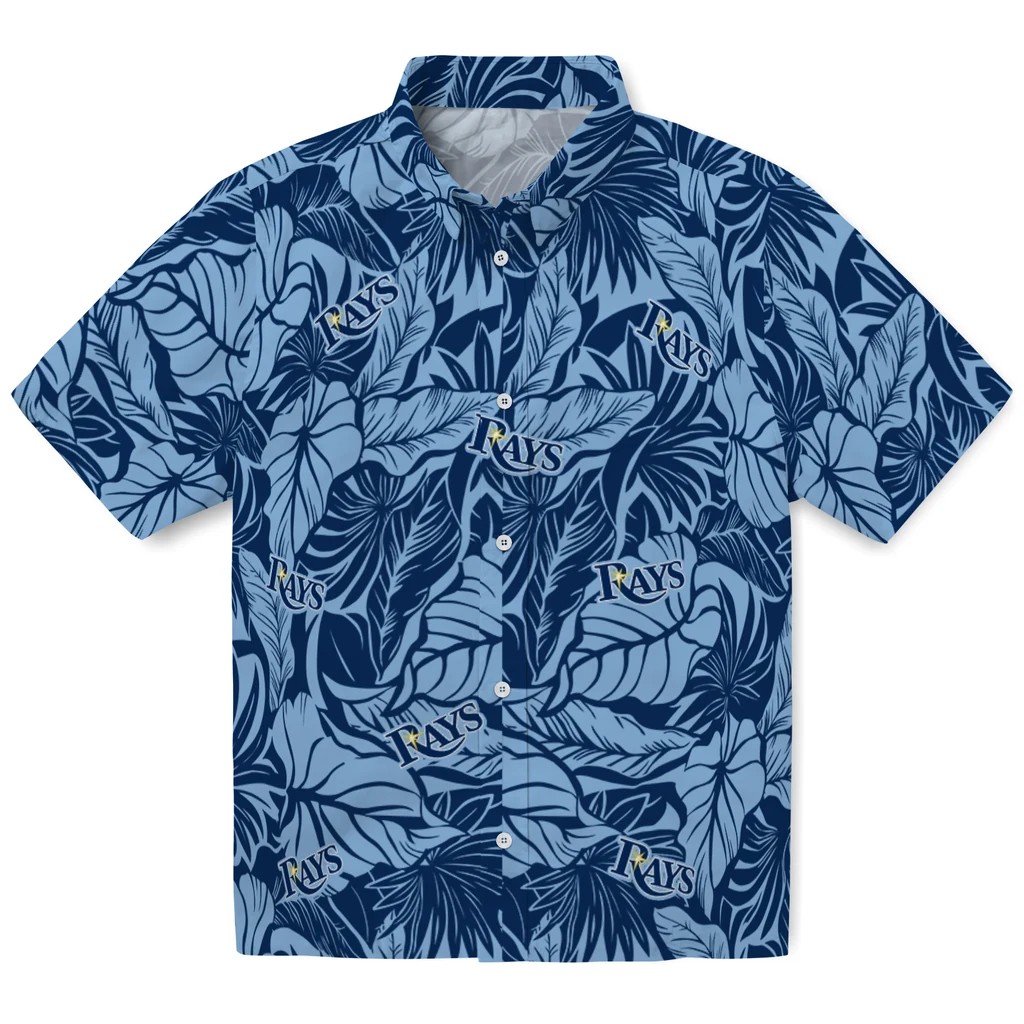 Tampa Bay Rays Hawaiian Shirt - Monstera Layer tampa bay rays monstera layer navy hawaiian shirts best selling