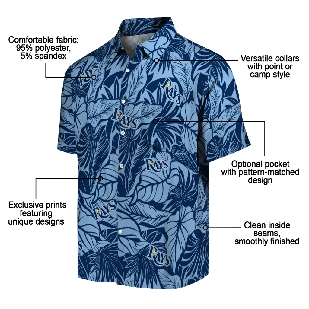 Tampa Bay Rays Hawaiian Shirt - Monstera Layer tampa bay rays monstera layer navy hawaiian shirts new arrival