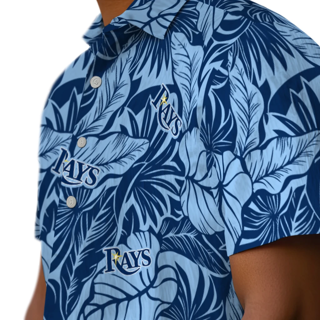 Tampa Bay Rays Hawaiian Shirt - Monstera Layer tampa bay rays monstera layer navy hawaiian shirts trendy