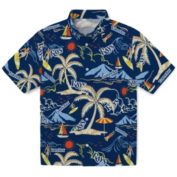 tampa bay rays palm tree island navy hawaiian shirts best selling