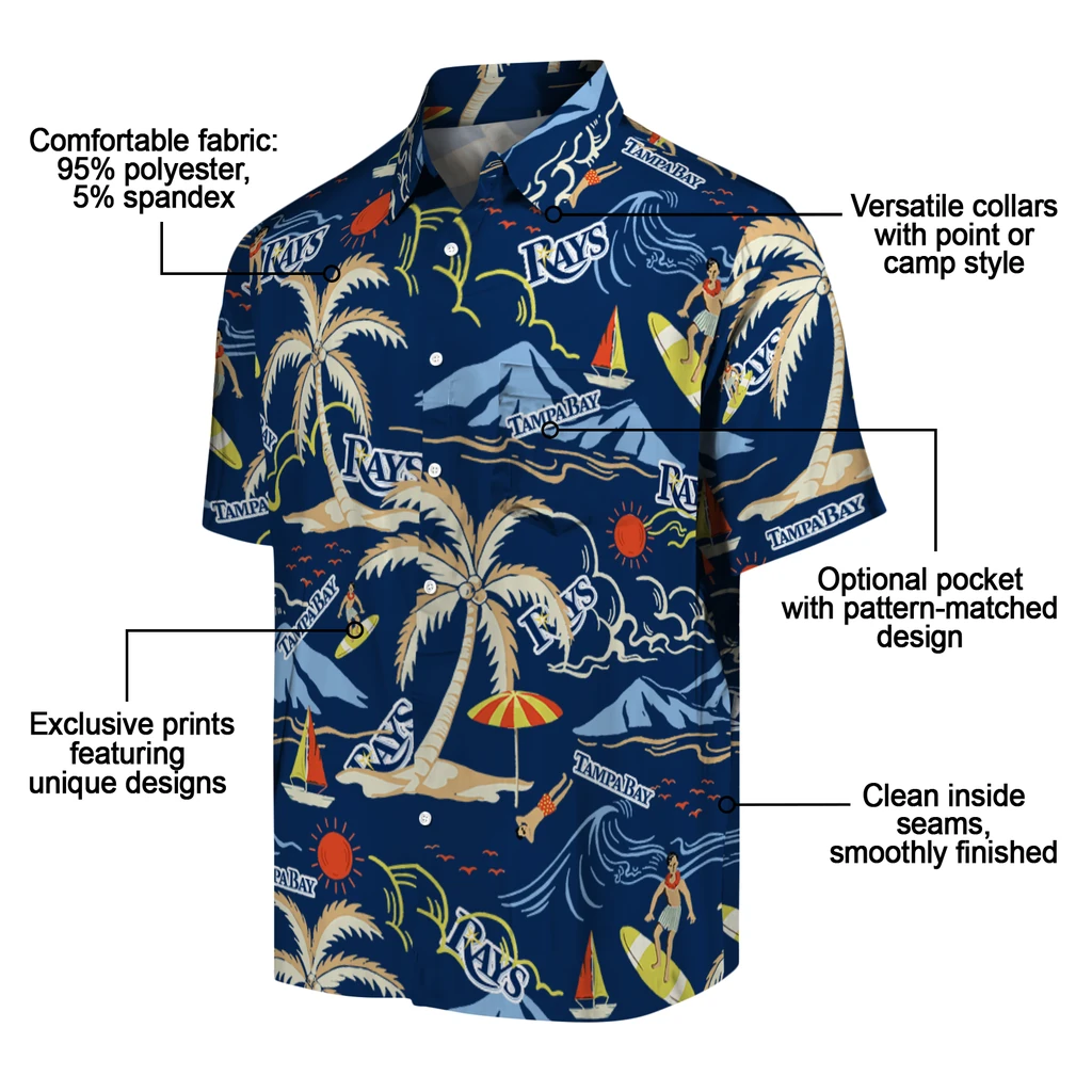 Tampa Bay Rays Hawaiian Shirt - Palm Tree Island tampa bay rays palm tree island navy hawaiian shirts new arrival