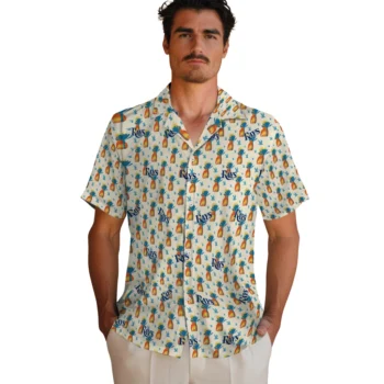 tampa bay rays pineapple delight beige hawaiian shirts fashion forward