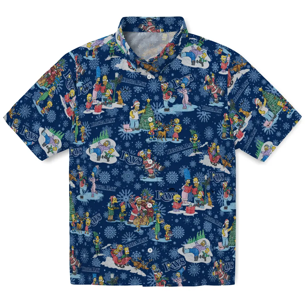 Tampa Bay Rays Hawaiian Shirt - Simpsons Christmas tampa bay rays simpsons christmas navy hawaiian shirts best selling