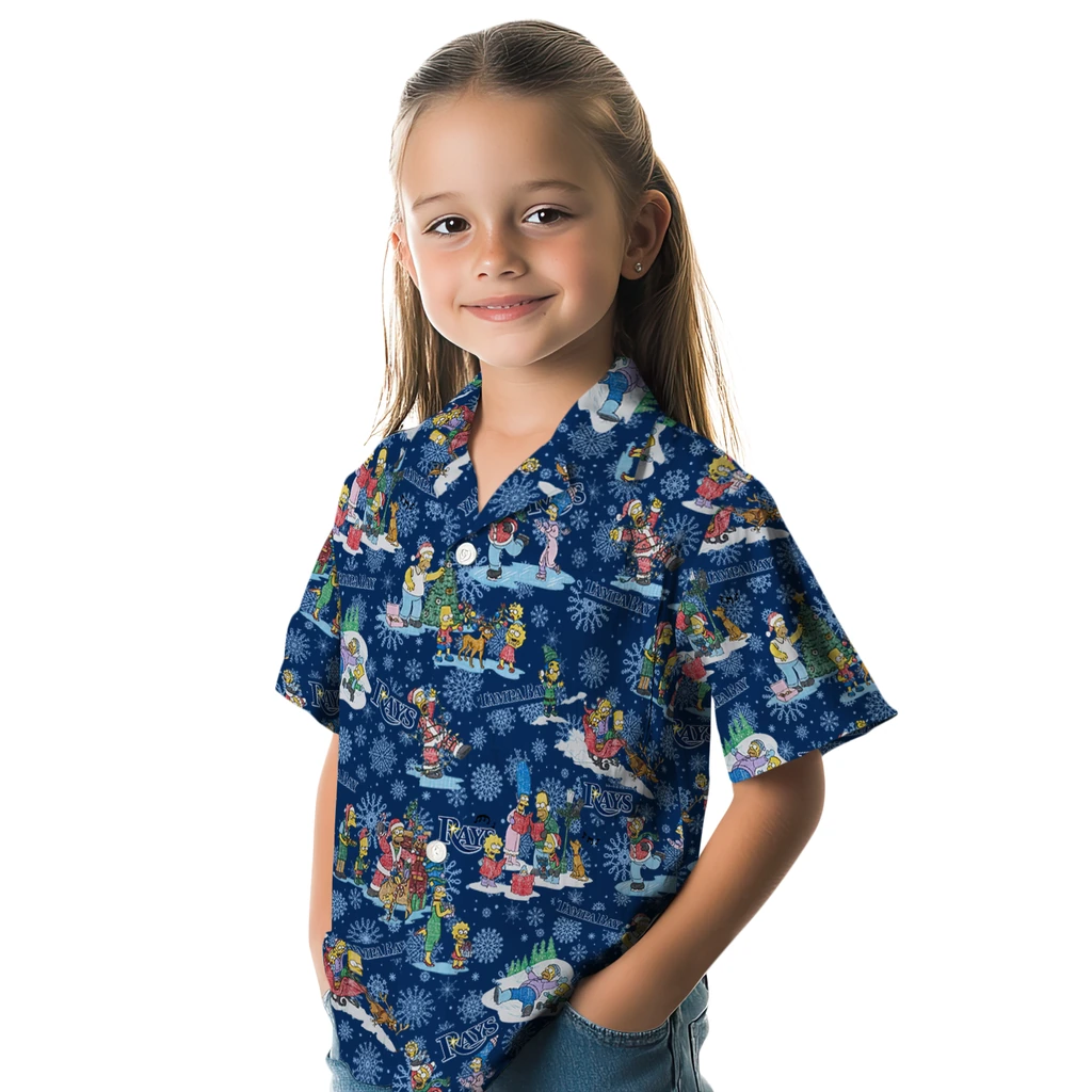 Tampa Bay Rays Hawaiian Shirt - Simpsons Christmas tampa bay rays simpsons christmas navy hawaiian shirts premium grade