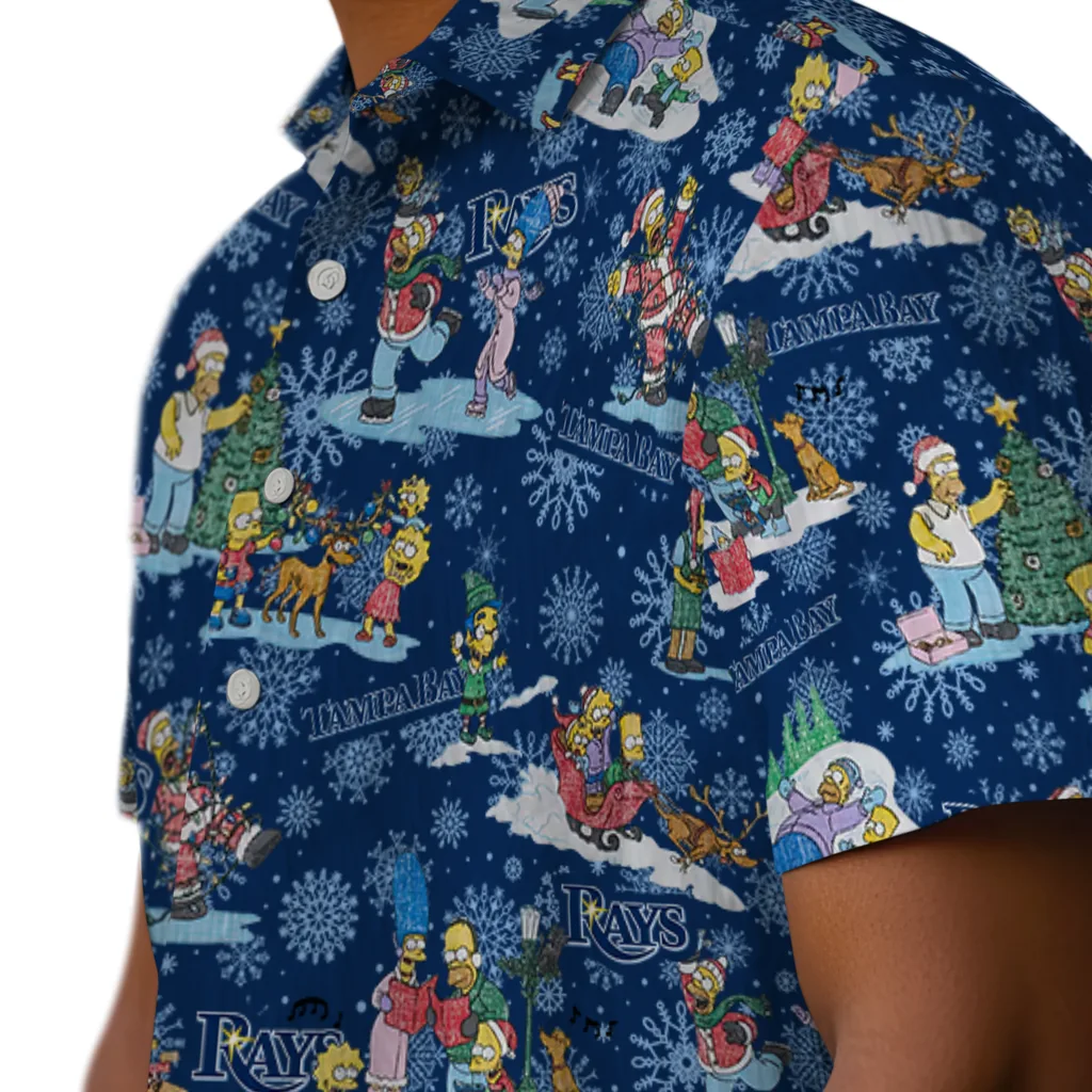 Tampa Bay Rays Hawaiian Shirt - Simpsons Christmas tampa bay rays simpsons christmas navy hawaiian shirts trendy