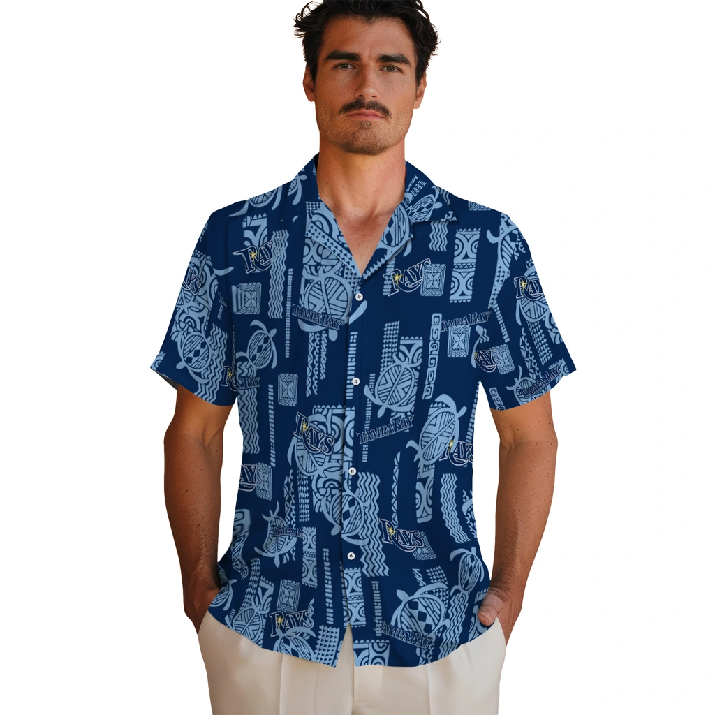 Tampa Bay Rays Hawaiian Shirt - Turtle Lines tampa bay rays turtle lines navy hawaiian shirts fashion forward