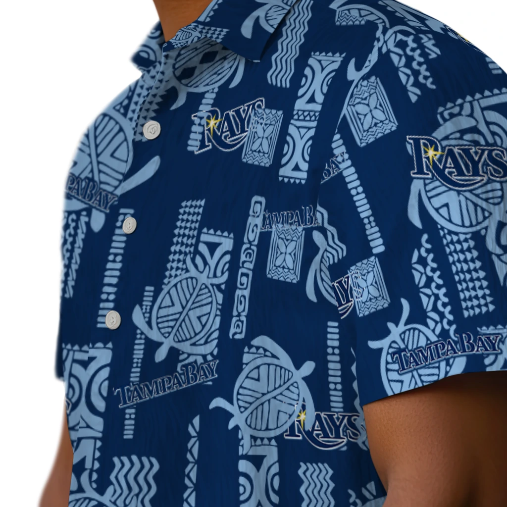 Tampa Bay Rays Hawaiian Shirt - Turtle Lines tampa bay rays turtle lines navy hawaiian shirts trendy