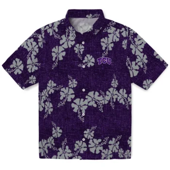 tcu horned frogs hibiscus petals purple hawaiian shirts best selling