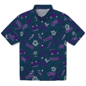 tcu horned frogs beach vibe navy hawaiian shirts best selling