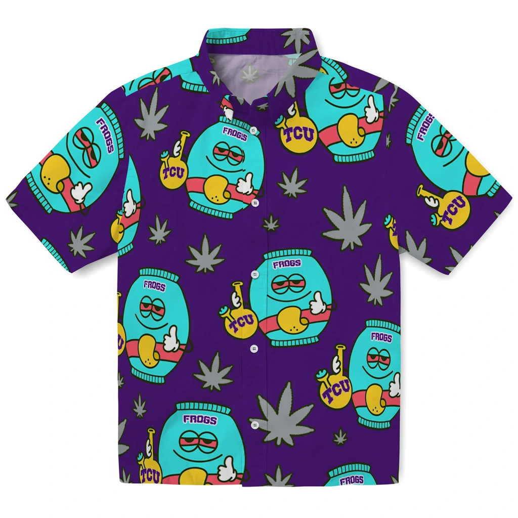 TCU Horned Frogs Hawaiian Shirt - Chill Vibe tcu horned frogs bong smile purple hawaiian shirts best selling
