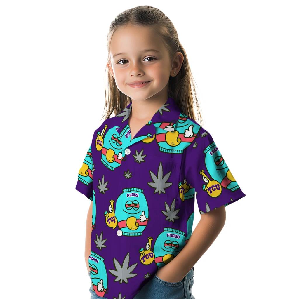 TCU Horned Frogs Hawaiian Shirt - Chill Vibe tcu horned frogs bong smile purple hawaiian shirts premium grade