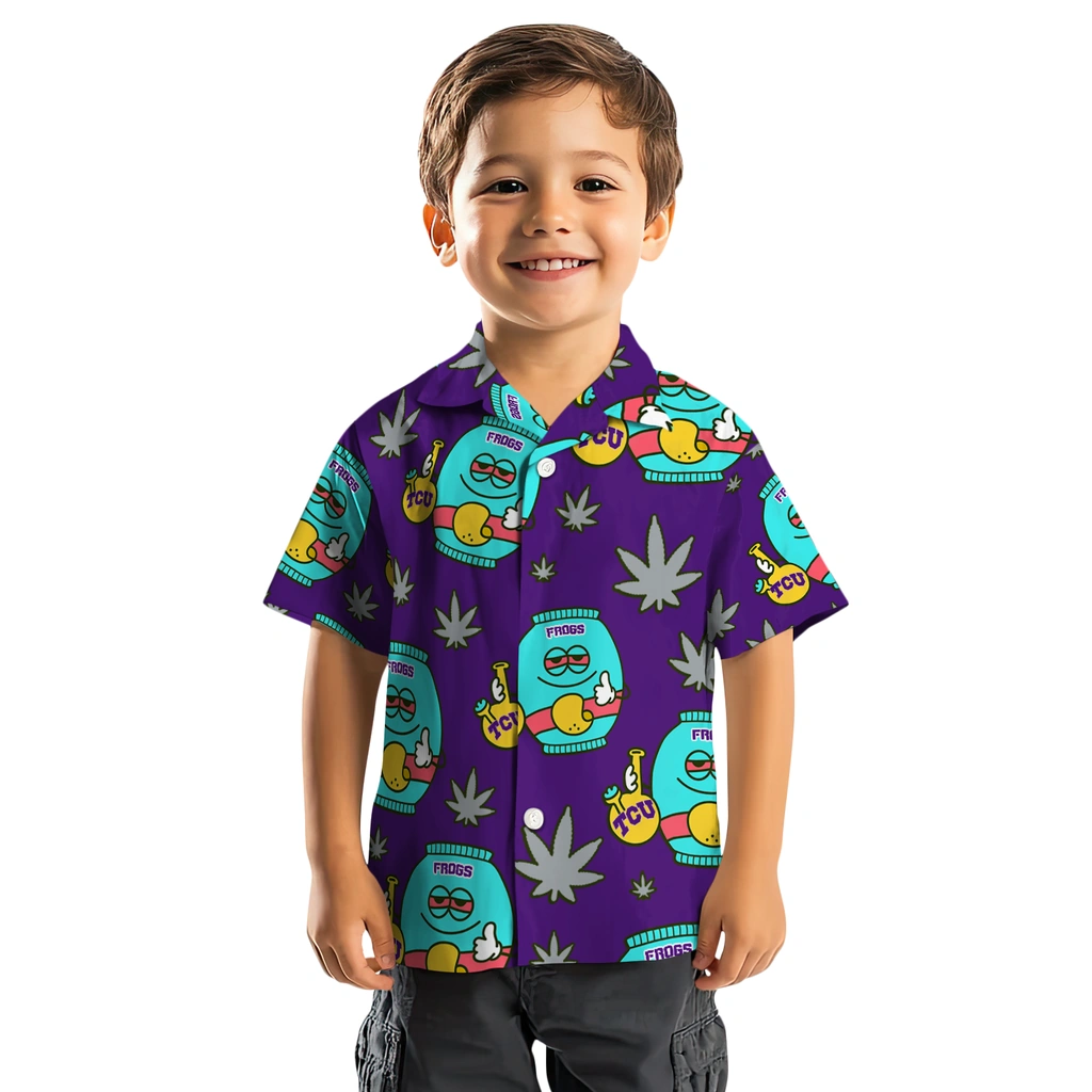 TCU Horned Frogs Hawaiian Shirt - Chill Vibe tcu horned frogs bong smile purple hawaiian shirts top rated