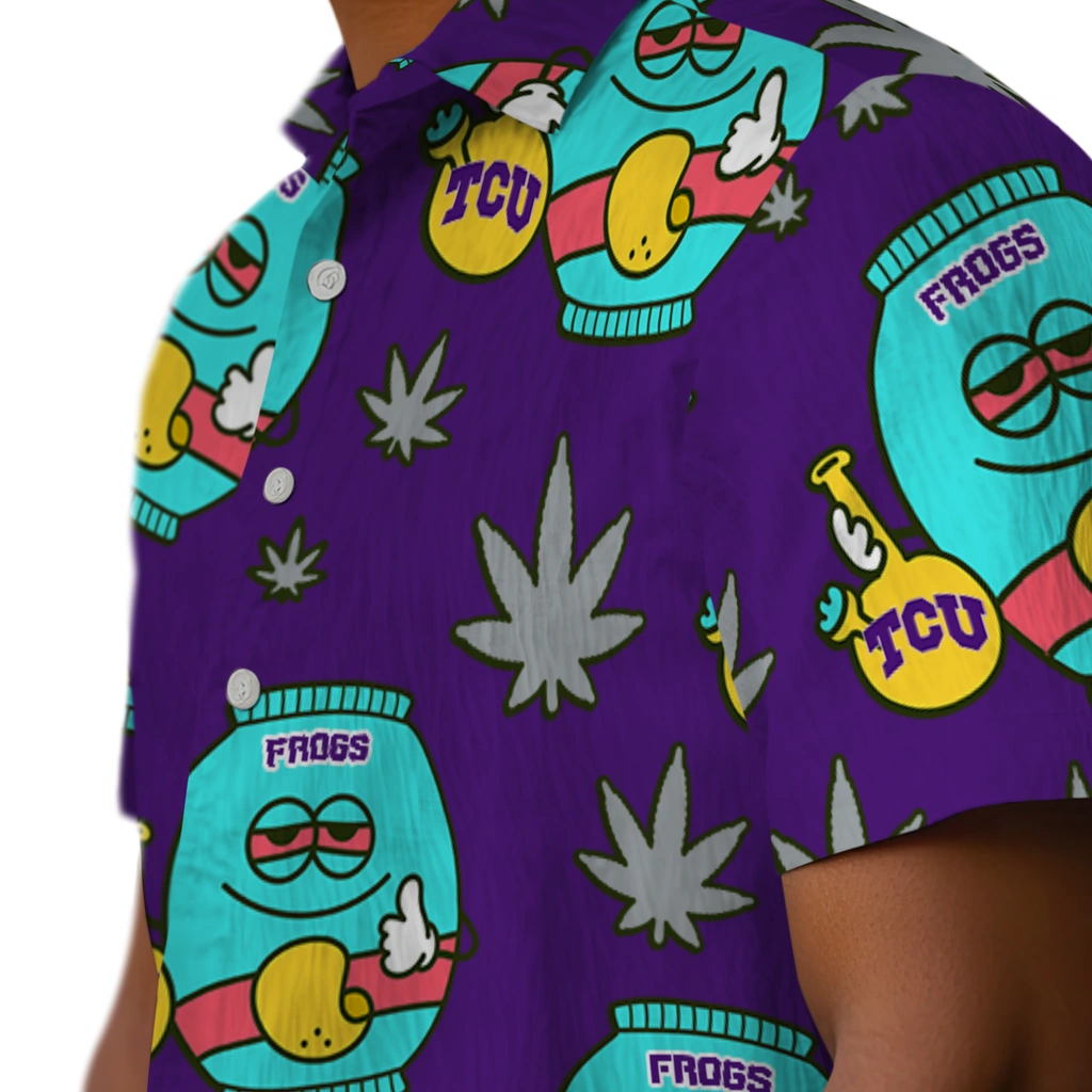 TCU Horned Frogs Hawaiian Shirt - Chill Vibe tcu horned frogs bong smile purple hawaiian shirts trendy