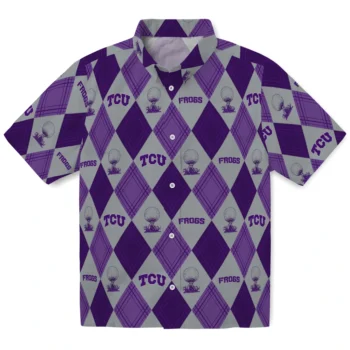tcu horned frogs balloon plaid purple hawaiian shirts best selling