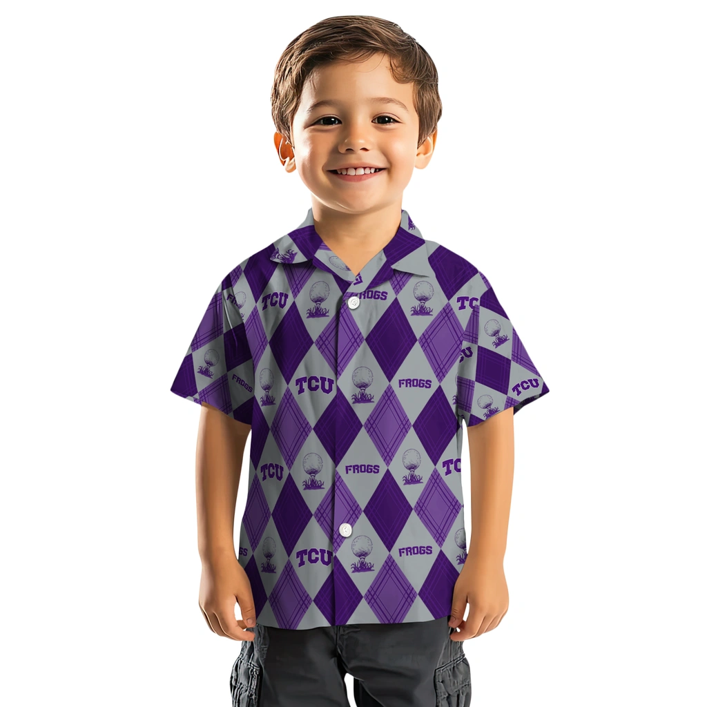 TCU Horned Frogs Hawaiian Shirt - Golfing Plaid tcu horned frogs balloon plaid purple hawaiian shirts top rated
