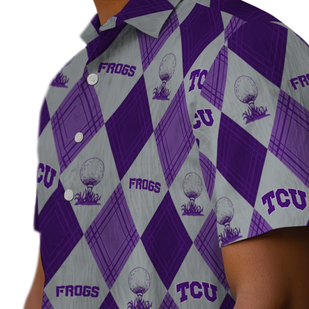 TCU Horned Frogs Hawaiian Shirt - Golfing Plaid tcu horned frogs balloon plaid purple hawaiian shirts trendy