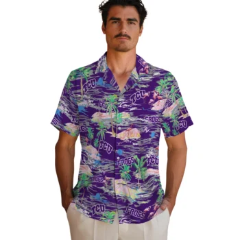 tcu horned frogs flamingo retreat purple hawaiian shirts fashion forward