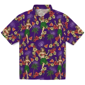 tcu horned frogs hawaiian girls design purple hawaiian shirts best selling