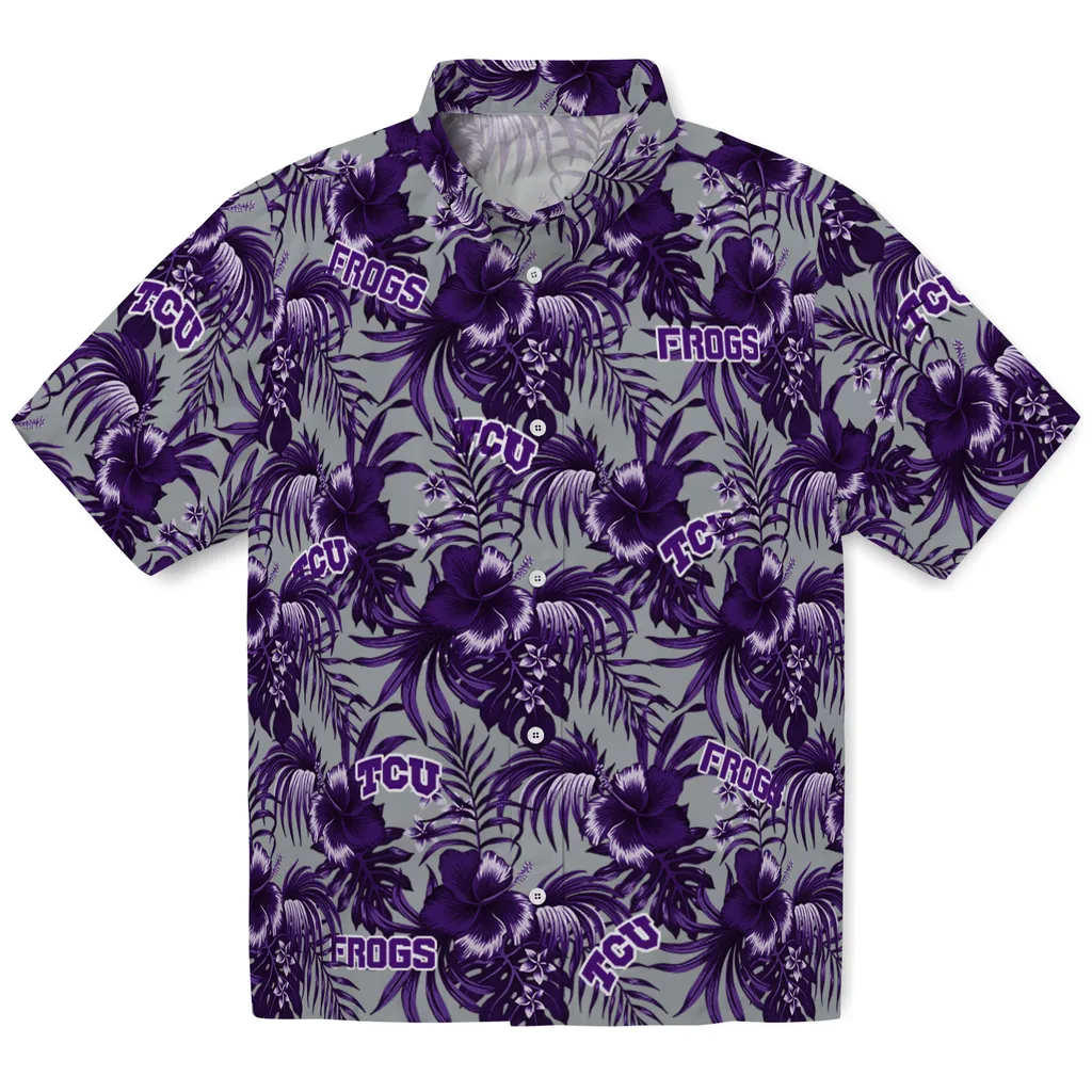 TCU Horned Frogs Hawaiian Shirt - Hibiscus Exotic tcu horned frogs hibiscus exotic purple hawaiian shirts best selling