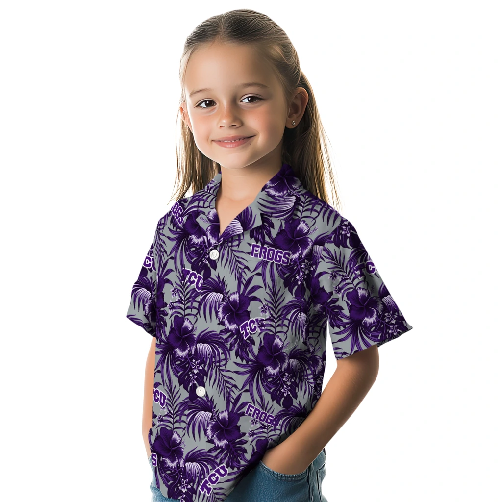 TCU Horned Frogs Hawaiian Shirt - Hibiscus Exotic tcu horned frogs hibiscus exotic purple hawaiian shirts premium grade