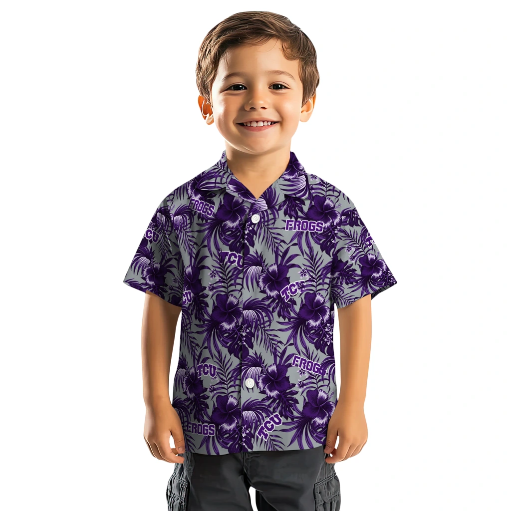TCU Horned Frogs Hawaiian Shirt - Hibiscus Exotic tcu horned frogs hibiscus exotic purple hawaiian shirts top rated