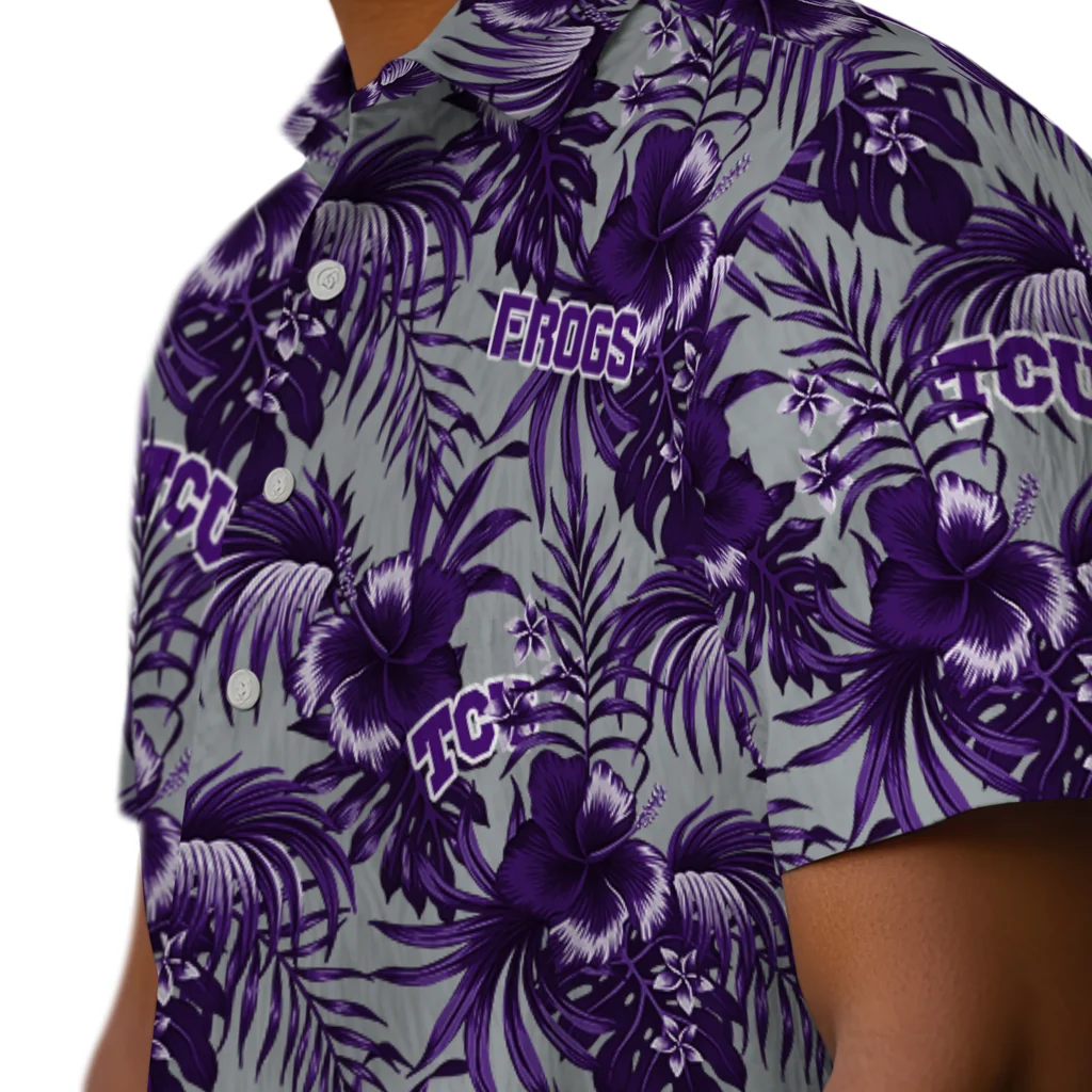 TCU Horned Frogs Hawaiian Shirt - Hibiscus Exotic tcu horned frogs hibiscus exotic purple hawaiian shirts trendy