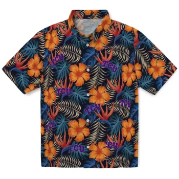 tcu horned frogs hibiscus foliage hawaiian shirts best selling