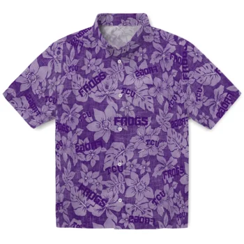 tcu horned frogs hibiscus oasis purple hawaiian shirts best selling