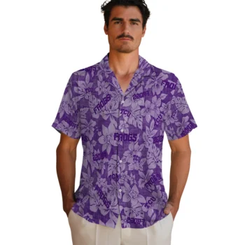 tcu horned frogs hibiscus oasis purple hawaiian shirts fashion forward
