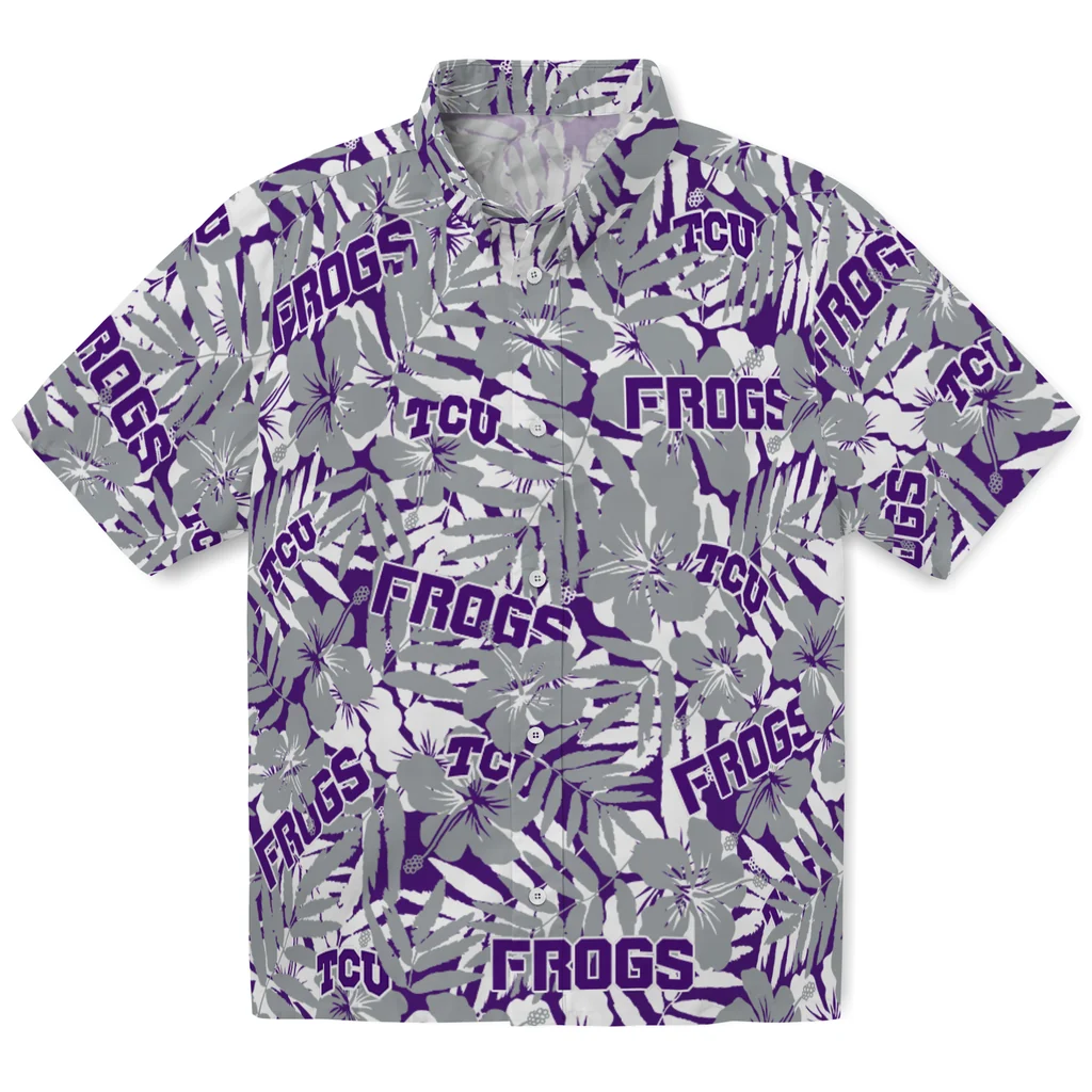 TCU Horned Frogs Hawaiian Shirt - Hibiscus Overlay tcu horned frogs hibiscus overlay hawaiian shirts best selling