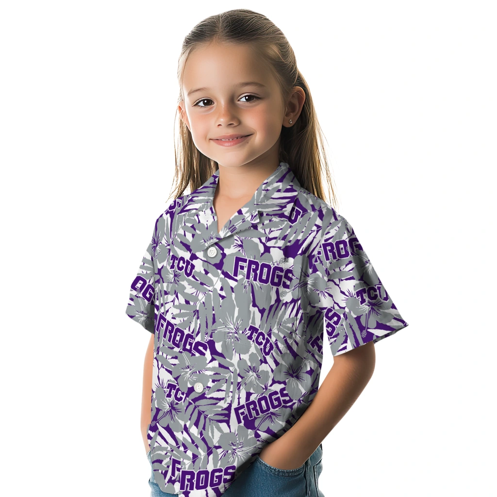 TCU Horned Frogs Hawaiian Shirt - Hibiscus Overlay tcu horned frogs hibiscus overlay hawaiian shirts premium grade