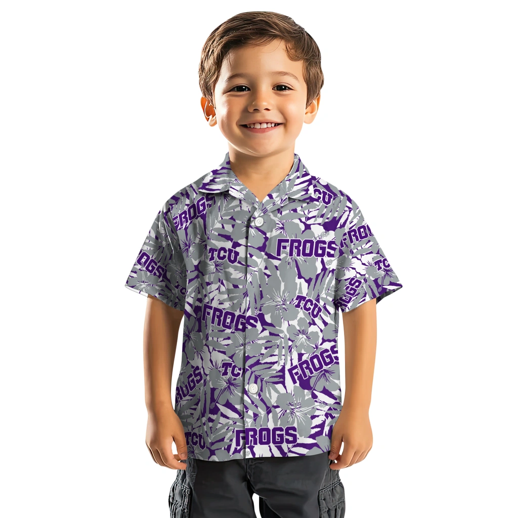 TCU Horned Frogs Hawaiian Shirt - Hibiscus Overlay tcu horned frogs hibiscus overlay hawaiian shirts top rated