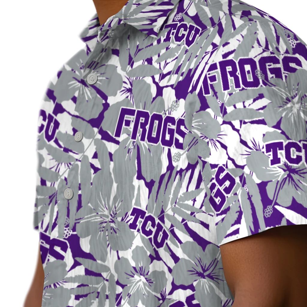 TCU Horned Frogs Hawaiian Shirt - Hibiscus Overlay tcu horned frogs hibiscus overlay hawaiian shirts trendy