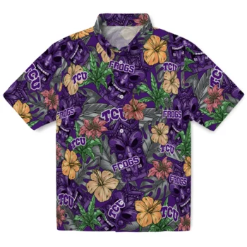 tcu horned frogs tiki jungle purple hawaiian shirts best selling