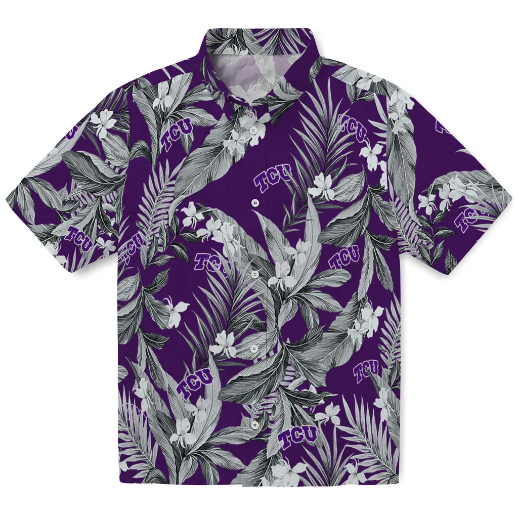 TCU Horned Frogs Hawaiian Shirt - Palm Leaves tcu horned frogs palm leaves purple hawaiian shirts best selling