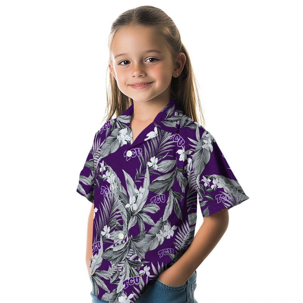 TCU Horned Frogs Hawaiian Shirt - Palm Leaves tcu horned frogs palm leaves purple hawaiian shirts premium grade