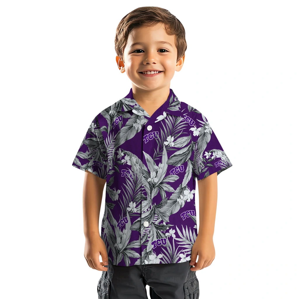 TCU Horned Frogs Hawaiian Shirt - Palm Leaves tcu horned frogs palm leaves purple hawaiian shirts top rated