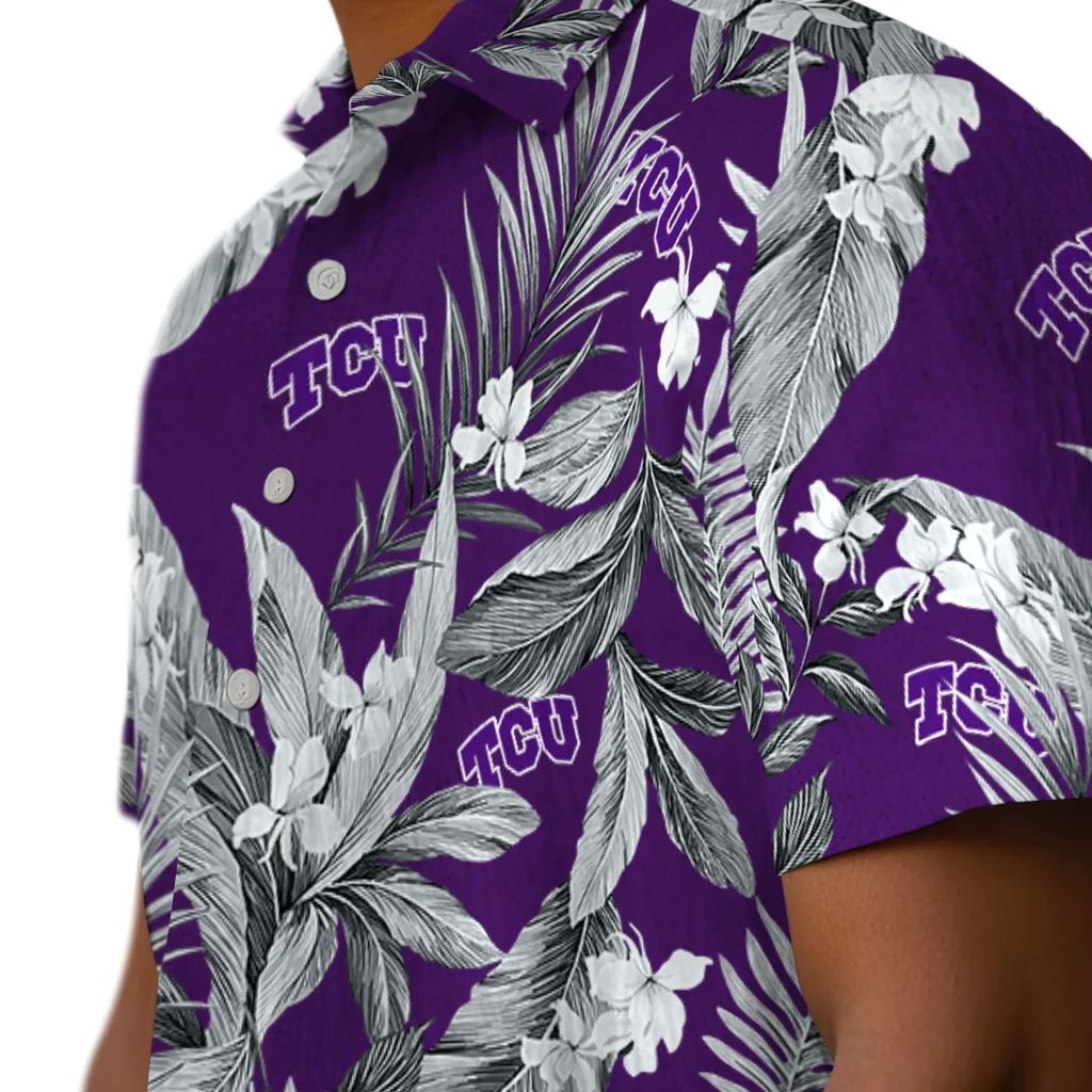 TCU Horned Frogs Hawaiian Shirt - Palm Leaves tcu horned frogs palm leaves purple hawaiian shirts trendy