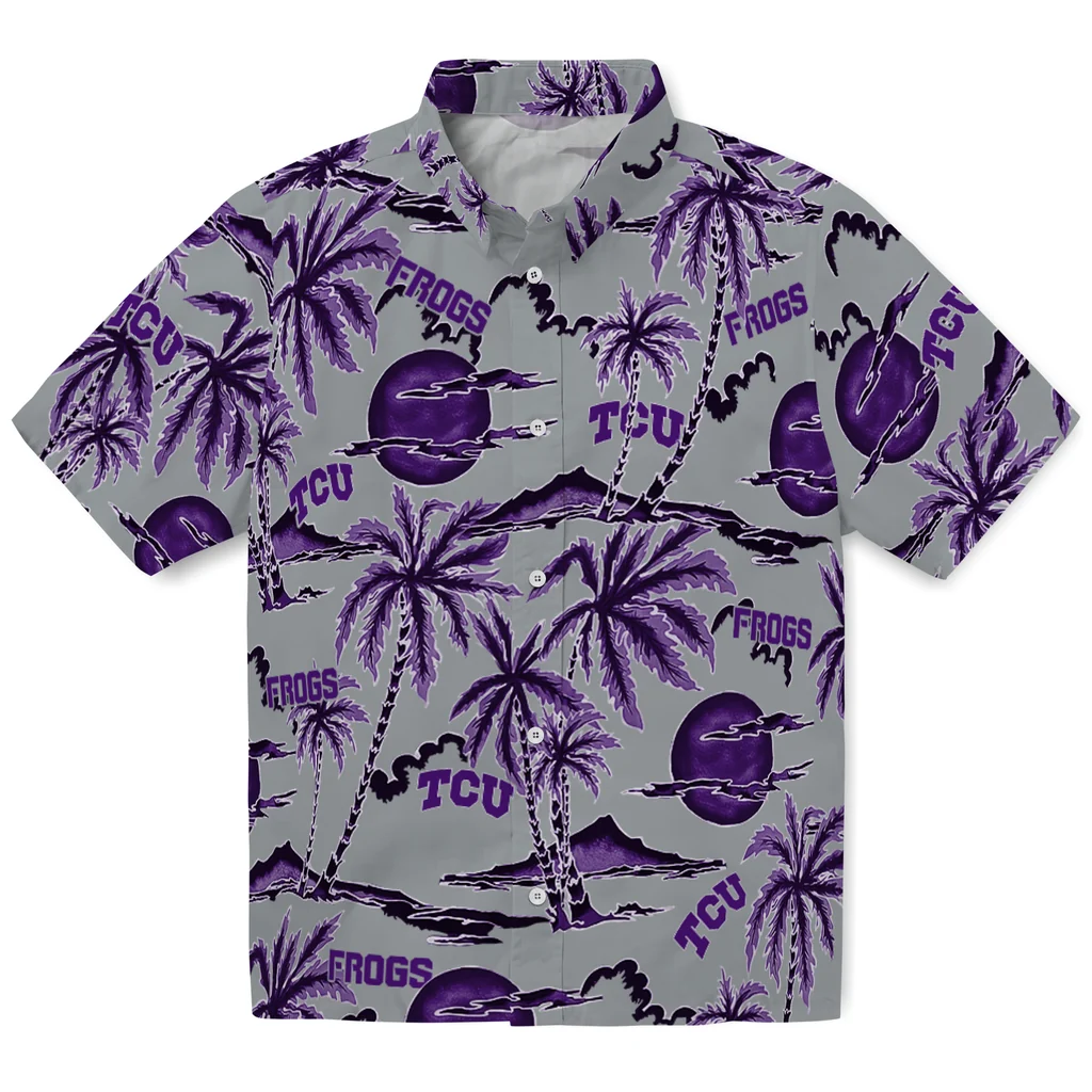 TCU Horned Frogs Hawaiian Shirt - Palm Sunset tcu horned frogs palm sunset hawaiian shirts best selling