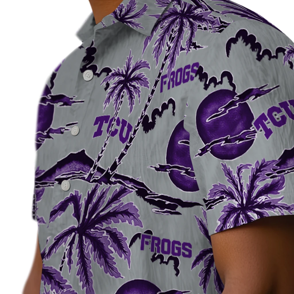 TCU Horned Frogs Hawaiian Shirt - Palm Sunset tcu horned frogs palm sunset hawaiian shirts trendy