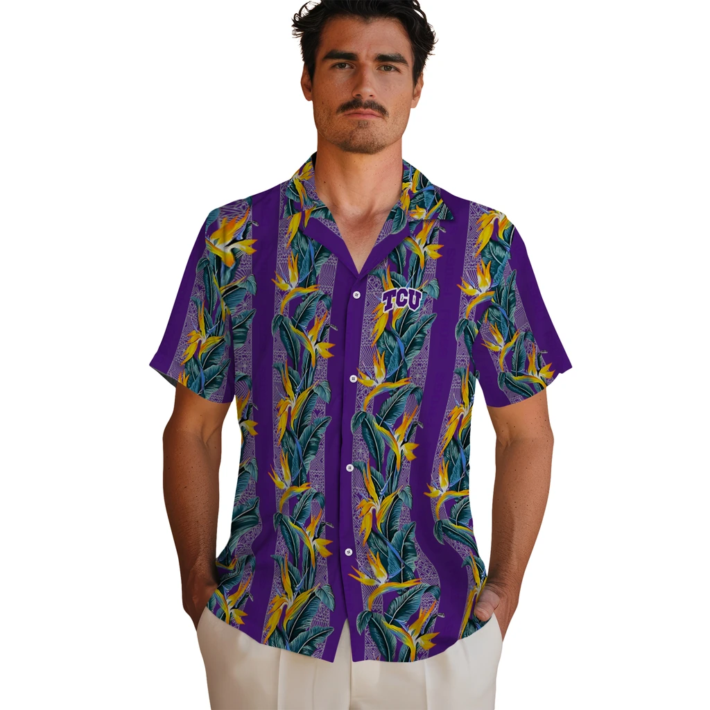 TCU Horned Frogs Hawaiian Shirt - Paradise Vines tcu horned frogs paradise vines purple hawaiian shirts fashion forward