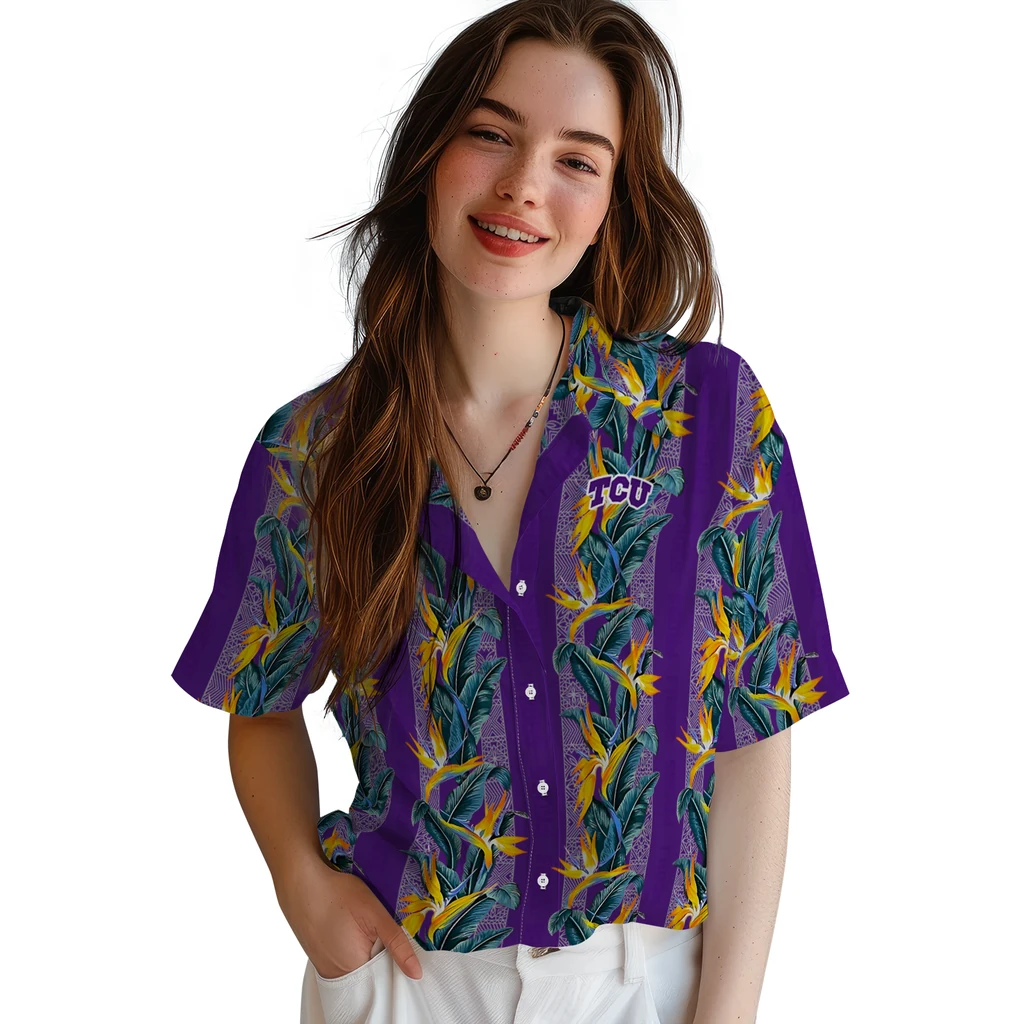 TCU Horned Frogs Hawaiian Shirt - Paradise Vines tcu horned frogs paradise vines purple hawaiian shirts latest model