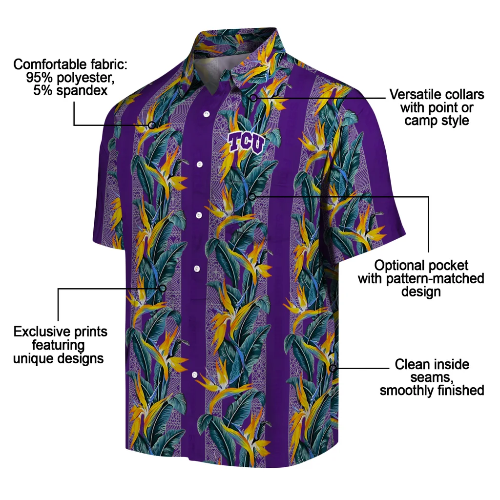 TCU Horned Frogs Hawaiian Shirt - Paradise Vines tcu horned frogs paradise vines purple hawaiian shirts new arrival