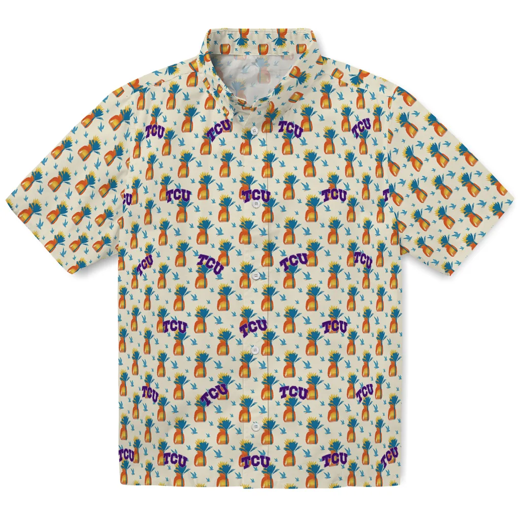 TCU Horned Frogs Hawaiian Shirt - Pineapple Delight tcu horned frogs pineapple delight beige hawaiian shirts best selling